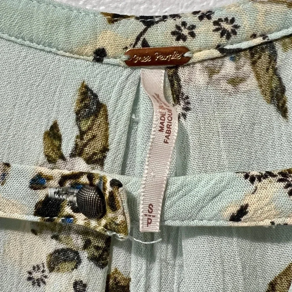 Free People Tree Swing Tunic Mint Floral Mini Swing Dress - Small